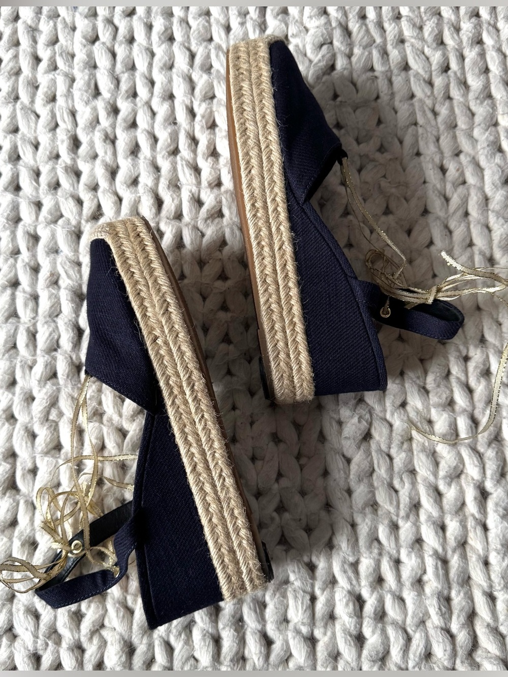Via Spiga Navy Espadrille Wedge, size 9